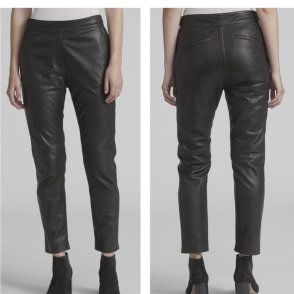 rag & bone Pants - Rag & Bone Mila Tapered Black Leather Pants
